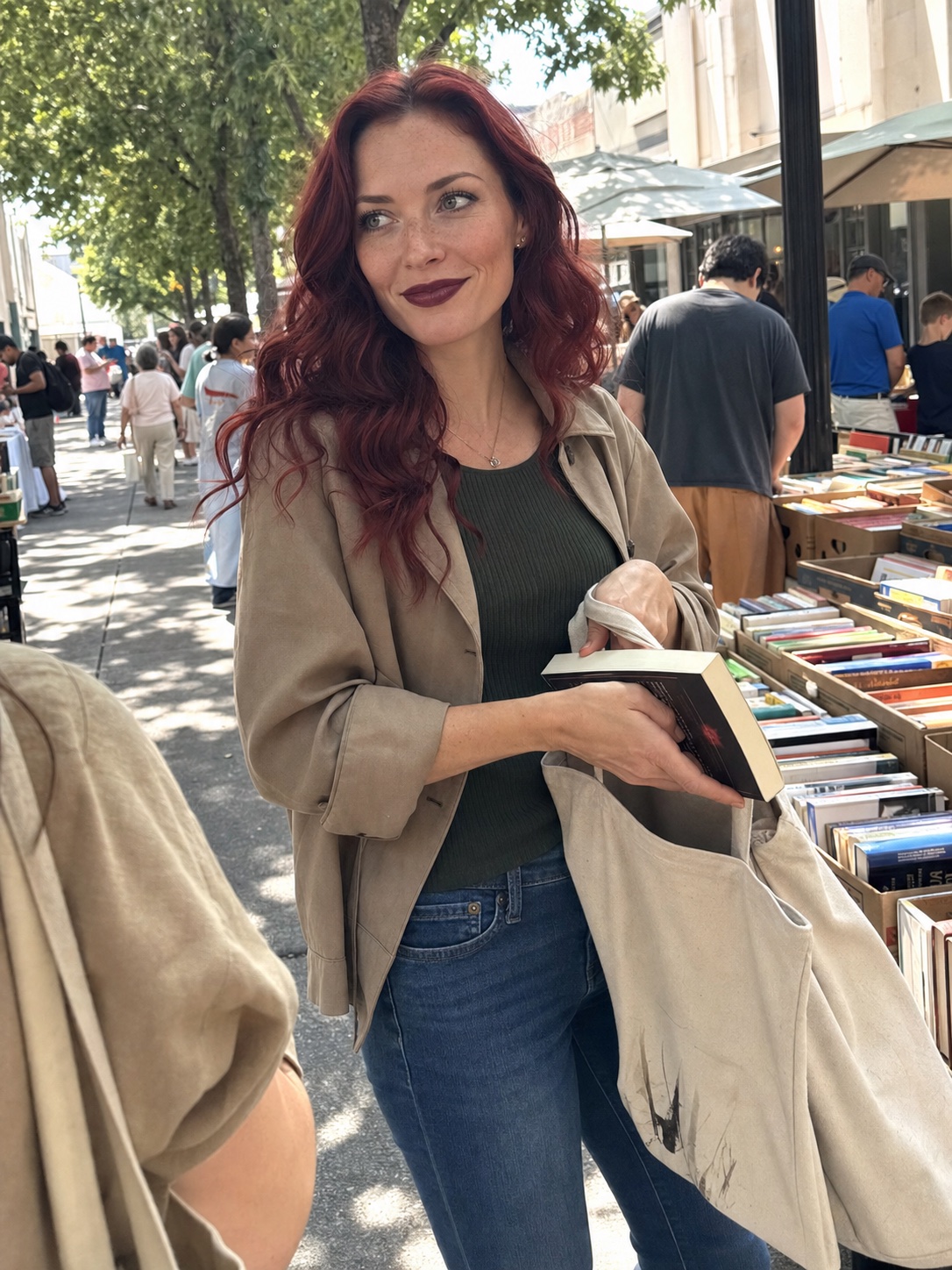 Jenna Sahara at a sidewalk book fair